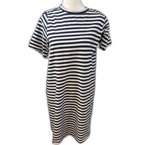 Pomander‎ Place Striped T-Shirt Dress Size M Navy White Cotton Nautical